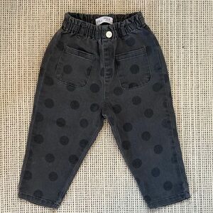 Zara Black Polka Dot Elastic-Waist Jeans for Kids